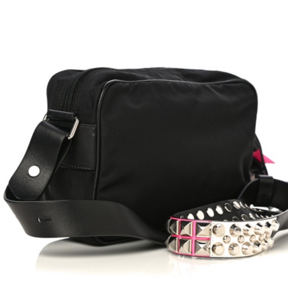 Prada Black Crossbody Nylon Studded Vela Shoulder Bag - Picture 4 of 9